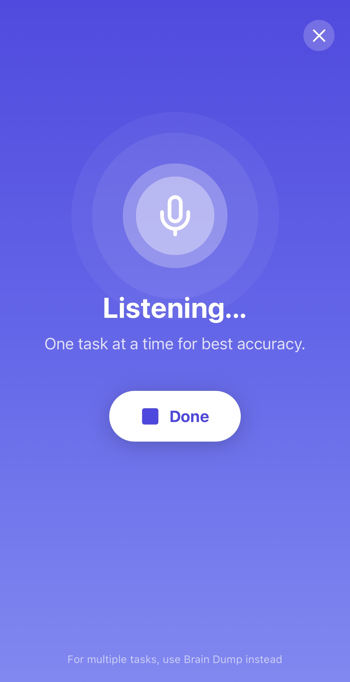 Katchy Listening screen - voice capture in action